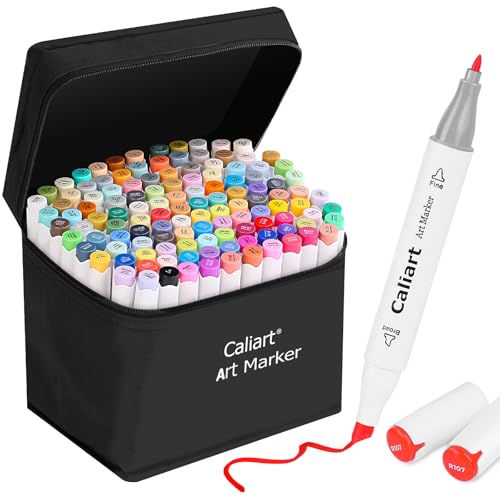 Caliart Alcohol Based Markers, 121 Colors Art Marker Set Chisel & Fine Dual Tip, Permanent Colored Pens for Adults Coloring Book Artists Illustration Sketch Drawing Supplies Gifts - Image 1