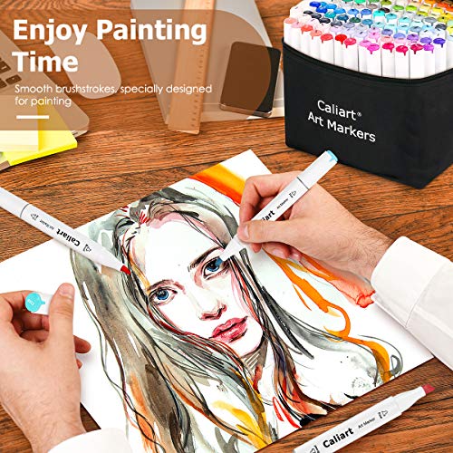 Caliart Alcohol Based Markers, 121 Colors Art Marker Set Chisel & Fine Dual Tip, Permanent Colored Pens for Adults Coloring Book Artists Illustration Sketch Drawing Supplies Gifts - Image 4