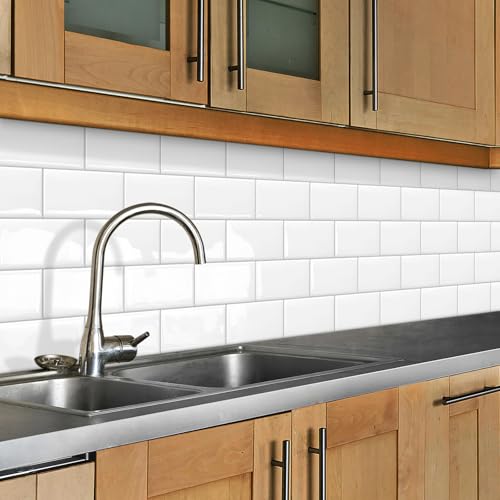 DEWOO 10 Thick White Subway Tile Peel and Stick Backsplash Self-Adhesive Wall Tiles for Kitchen and Bathroom - Image 5