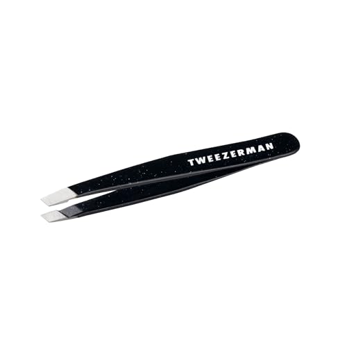 Tweezerman Mini Slant Tweezer Tweezers for Eyebrows Travel Tweezers for Eyebrows Facial Hair Dusted Onyx - Image 1