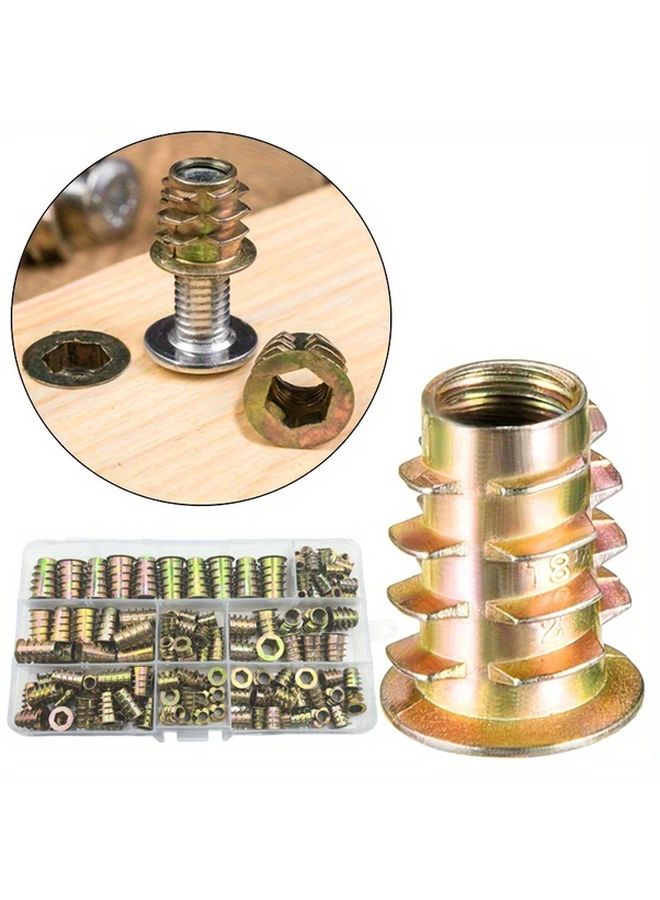 130pcs M4 M5 M6 M8 M10 Threaded Inserts Nut Combination Tool Kit for Wooden Furniture Zinc Alloy Bolt Fastener Connector Hex Socket Screw Insert - Image 3