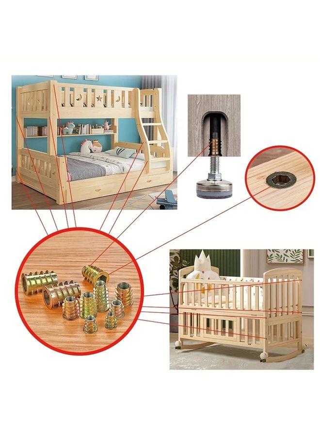 130pcs M4 M5 M6 M8 M10 Threaded Inserts Nut Combination Tool Kit for Wooden Furniture Zinc Alloy Bolt Fastener Connector Hex Socket Screw Insert - Image 4