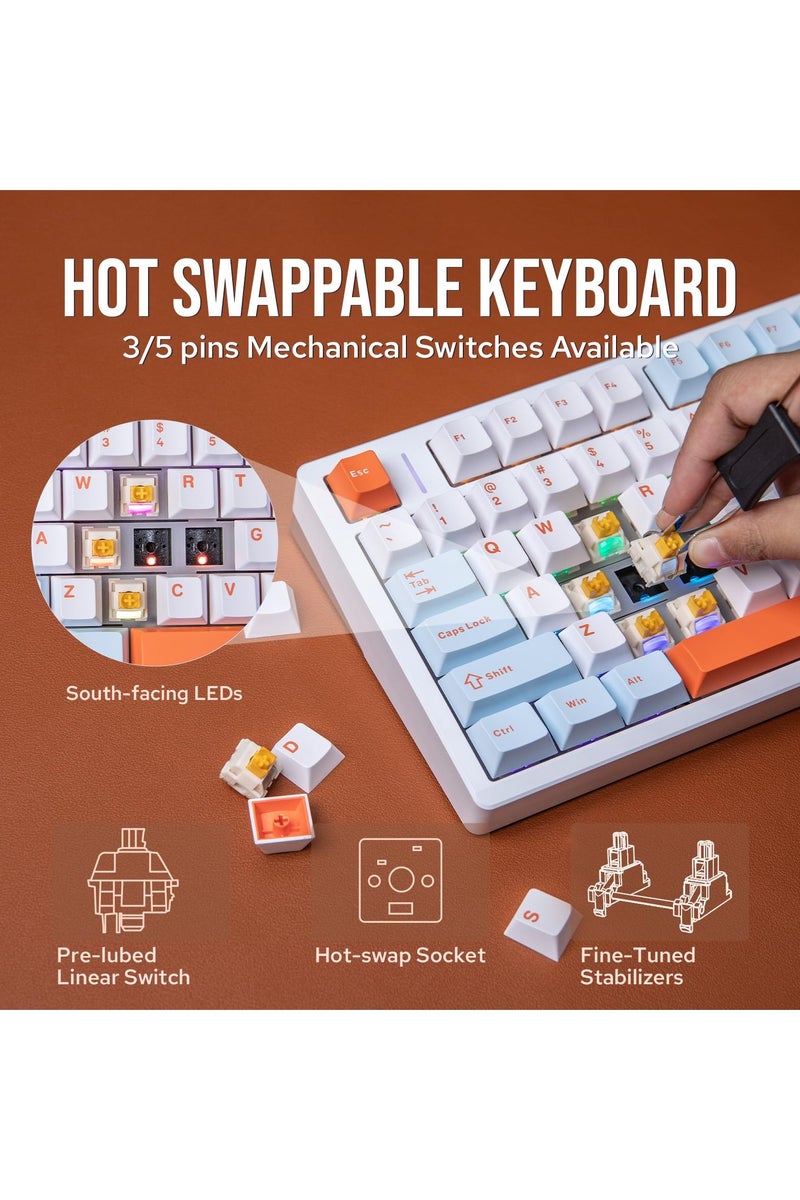 AULA M75 Wireless Gaming Keyboard with 8000mAh Battery, 75% CNC Aluminum Mechanical Keyboard, Hot Swappable Creamy Keyboard, RGB Backlight, NKRO for Games/Office - Image 4