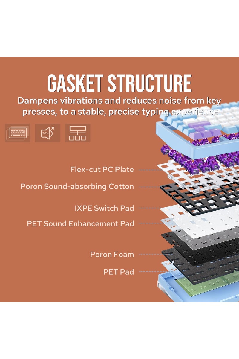 AULA M75 Wireless Gaming Keyboard with 8000mAh Battery, 75% CNC Aluminum Mechanical Keyboard, Hot Swappable Creamy Keyboard, RGB Backlight, NKRO for Games/Office - Image 5