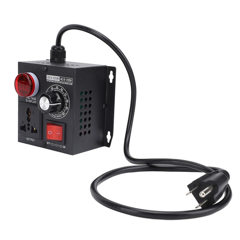 FTVOGUE 5000W Thyristor Voltage Regulator Electronic SCR Controller Variable Speed Motor Fan LED Digital Display Stepless Adjustable High Power Metal with Voltage Absorption (US Plug 110V) - Image 1