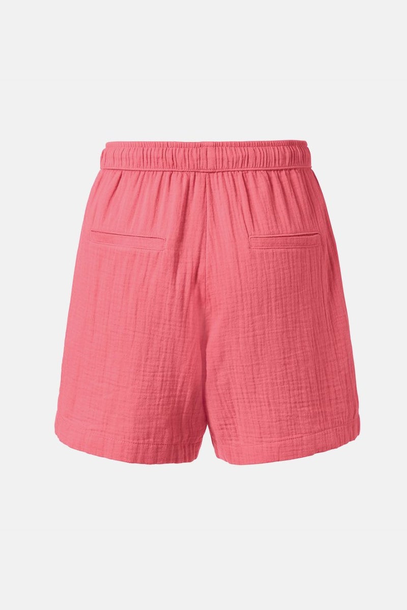 Tchibo Women Drawstring Plain Muslin Shorts, Pink - Image 2