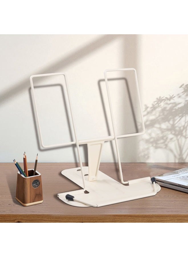 Honagu Book Stand for Reading, Adjustable Reading Rest Book Holder, Documents Holder, Sturdy Typing Stand for Recipes Textbooks Tablet Music Books(Milky White) - Image 1