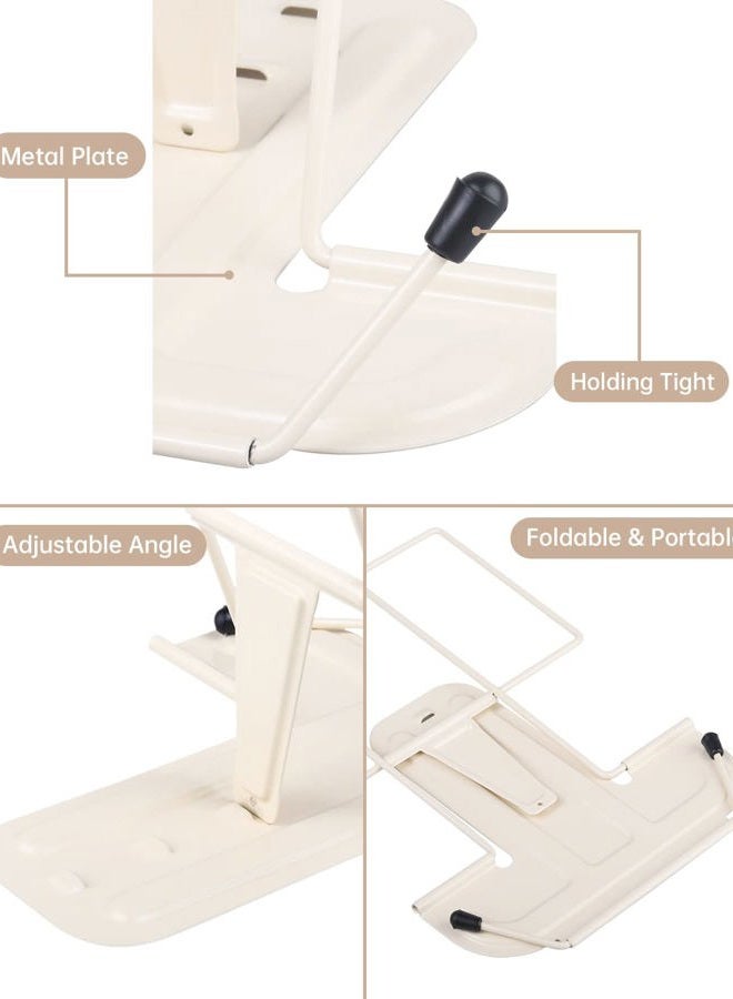 Honagu Book Stand for Reading, Adjustable Reading Rest Book Holder, Documents Holder, Sturdy Typing Stand for Recipes Textbooks Tablet Music Books(Milky White) - Image 3