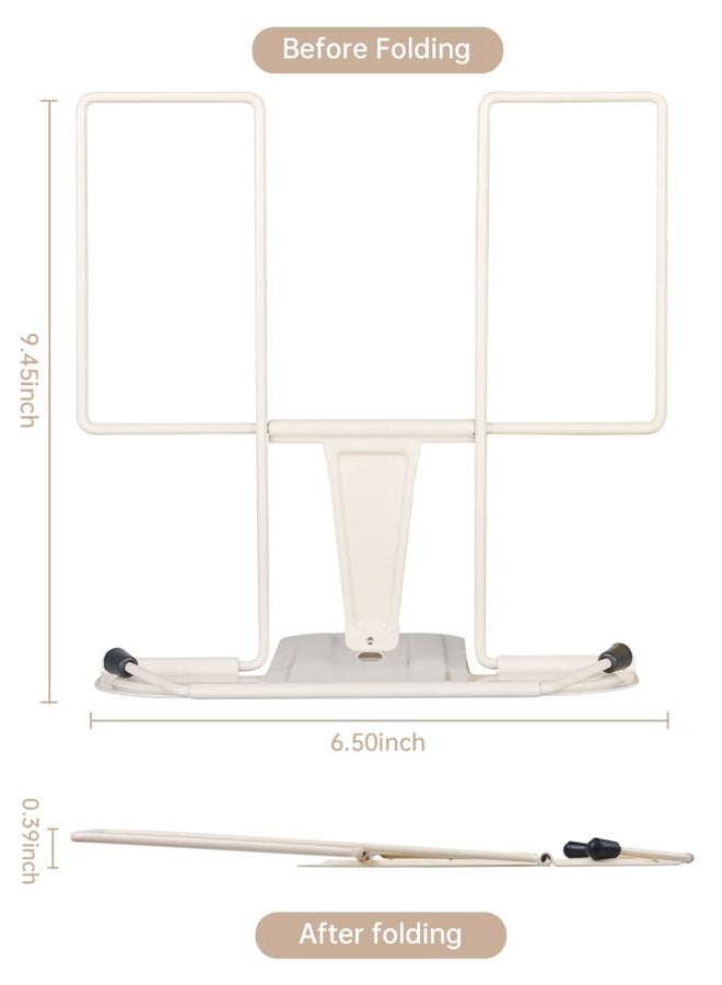 Honagu Book Stand for Reading, Adjustable Reading Rest Book Holder, Documents Holder, Sturdy Typing Stand for Recipes Textbooks Tablet Music Books(Milky White) - Image 4