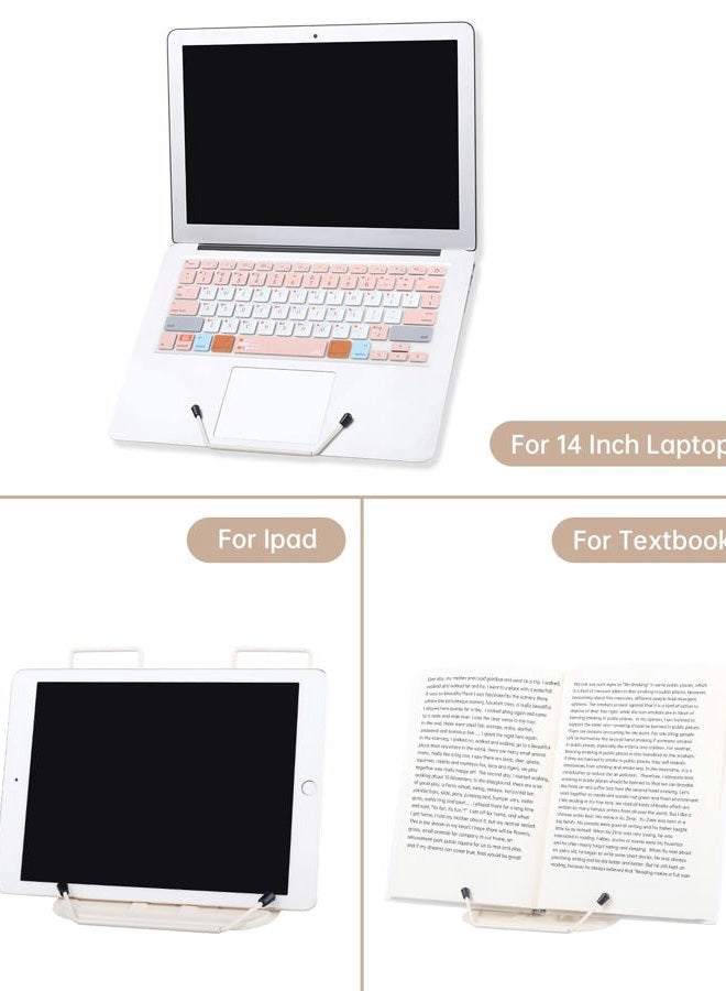 Honagu Book Stand for Reading, Adjustable Reading Rest Book Holder, Documents Holder, Sturdy Typing Stand for Recipes Textbooks Tablet Music Books(Milky White) - Image 2