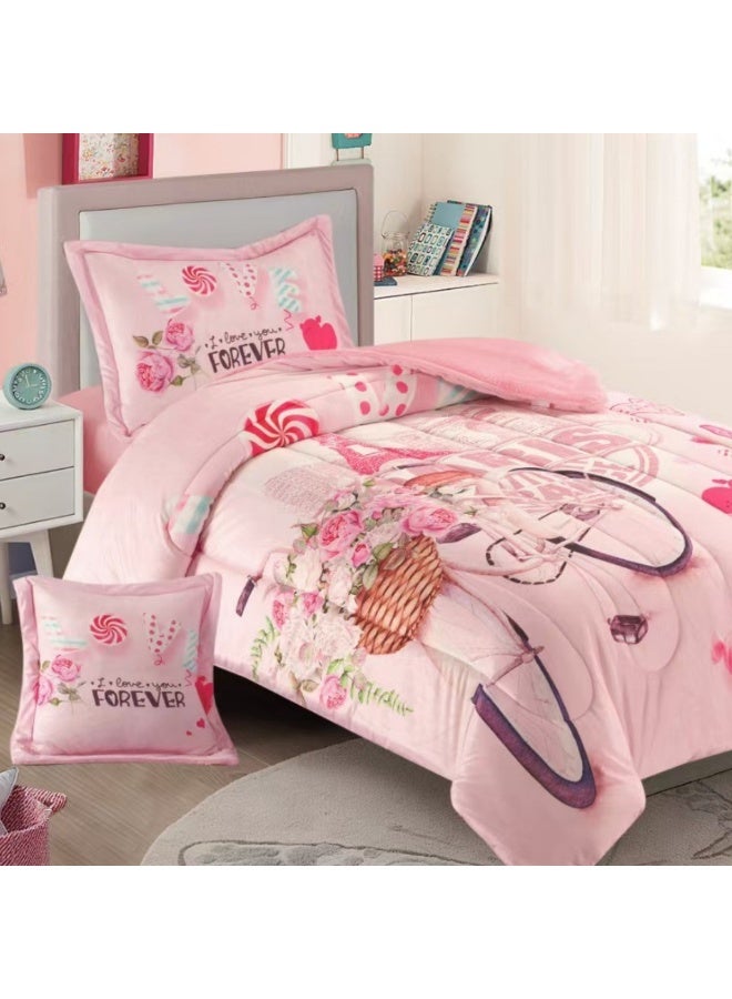 SMART HOME Modern Design 4-Piece Bedspread Set (Filled Bedspread 170x230cm + Mattress Protector 120x200+30cm + Pillowcase + Square Pillow Cover) - Luxury Youth Bedspread Set for Bedrooms and Students - Image 2