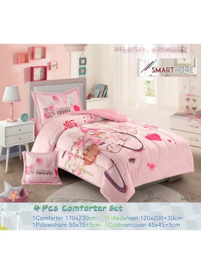 SMART HOME Modern Design 4-Piece Bedspread Set (Filled Bedspread 170x230cm + Mattress Protector 120x200+30cm + Pillowcase + Square Pillow Cover) - Luxury Youth Bedspread Set for Bedrooms and Students - Image 3