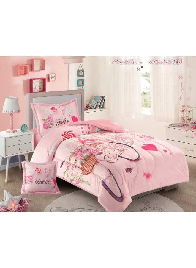 SMART HOME Modern Design 4-Piece Bedspread Set (Filled Bedspread 170x230cm + Mattress Protector 120x200+30cm + Pillowcase + Square Pillow Cover) - Luxury Youth Bedspread Set for Bedrooms and Students - Image 1