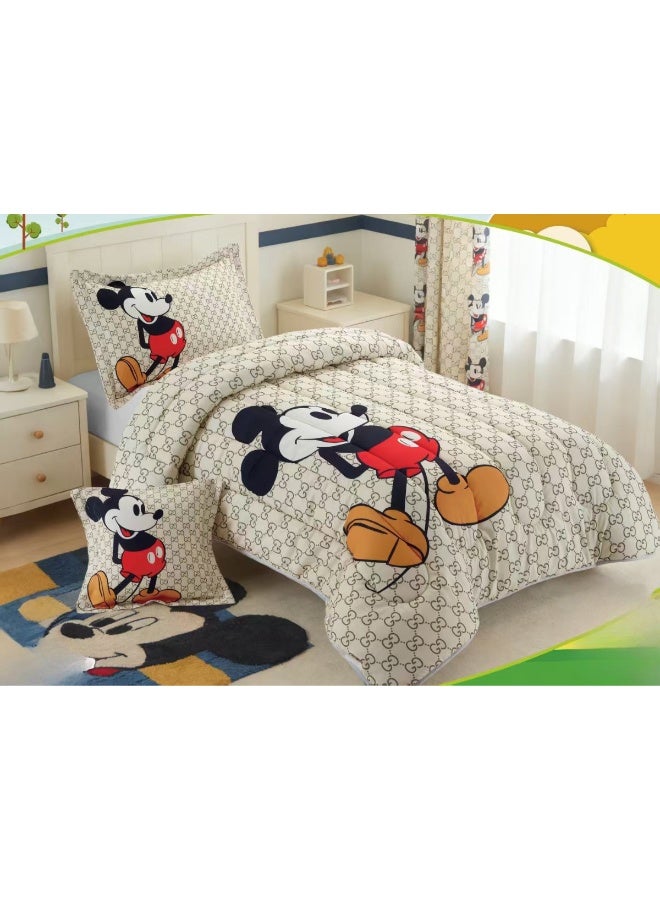 SMART HOME Modern Design 4-Piece Bedspread Set (Filled Bedspread 230x170cm + Mattress Protector 120x200+30cm + Pillowcase + Square Pillow Cover) - Luxury Youth Bedspread Set for Bedrooms and Students - Image 1