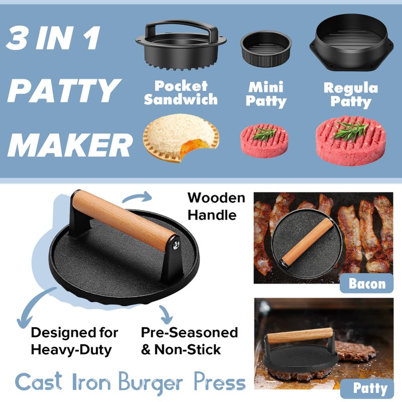 Pontual 31PCS Griddle Accessories Kit for Blackstone, Flat Top Hibachi Grill Spatula Set with 2 Melting Domes, Burger Press, Patty Maker and Apron, Professional Teppanyaki Tools Gifts for Outdoor BBQ - Image 3