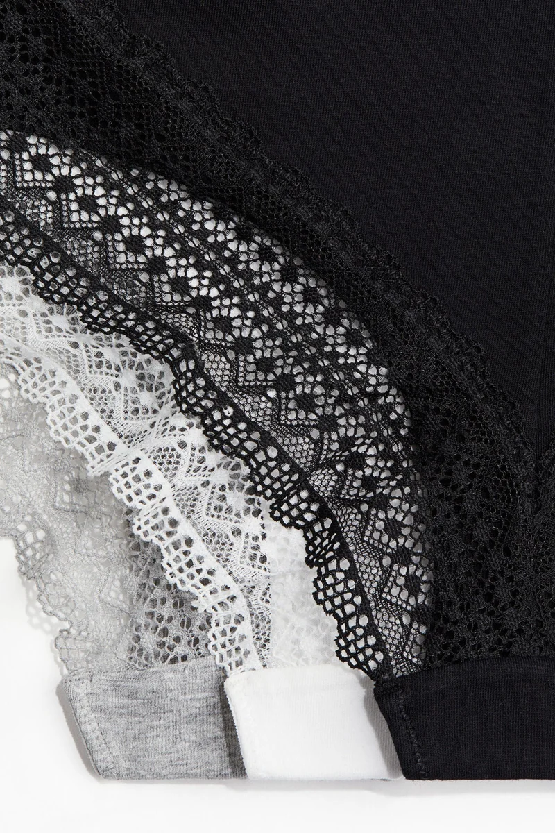 H&M 3-pack cotton and lace hipster briefs