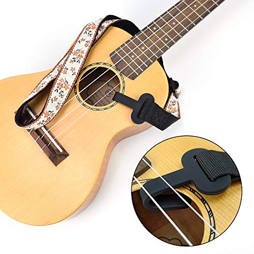 CLOUDMUSIC Ukulele Strap Clip On No Drill J Hook For Soprano Concert Tenor Baritone With Hawaiian Colorful Floral Pattern (Orange Flowers In Breige) - Image 5