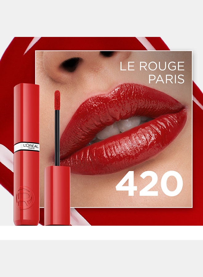 لوريال fhvds لوريال باريس إنفاليبل لاك ريزستانس أحمر شفاه سائل - 420 روج باريس - Image 2