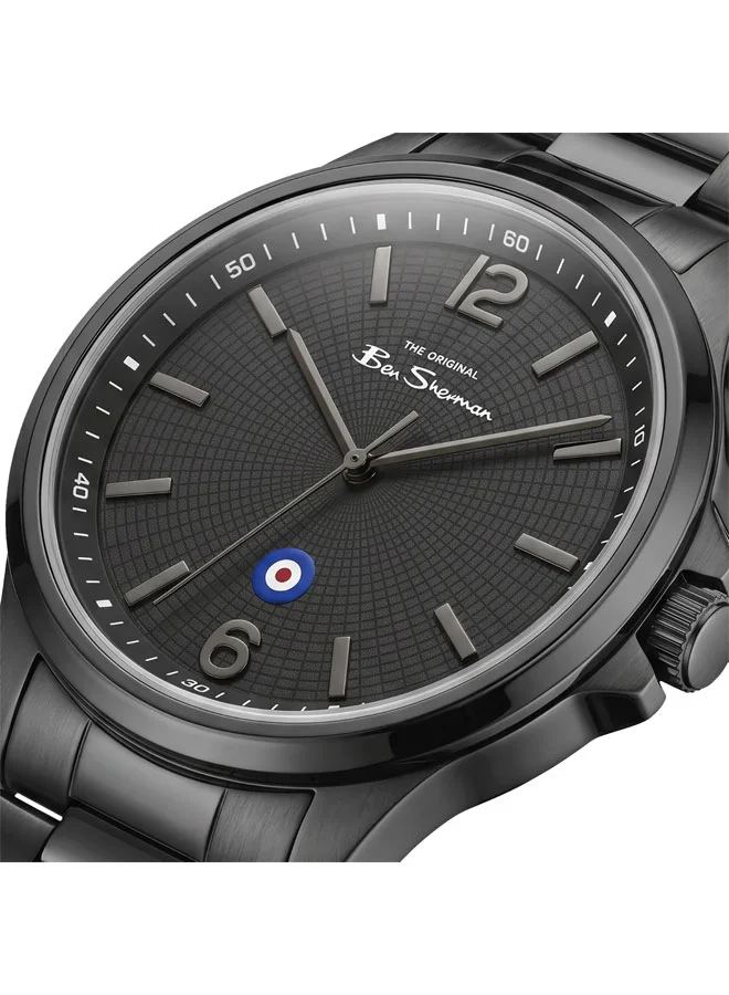 بين شيرمان Westminster Black Dial Gunmetal Stainless Steel Bracelet Analog Watch for Men, 43mm