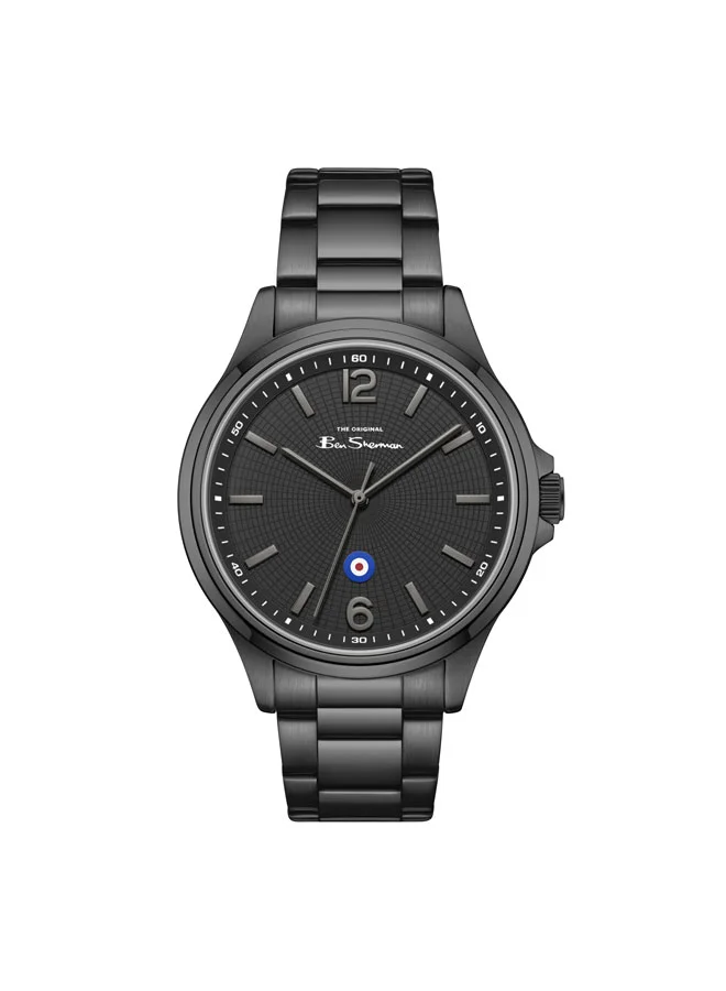 بين شيرمان Westminster Black Dial Gunmetal Stainless Steel Bracelet Analog Watch for Men, 43mm