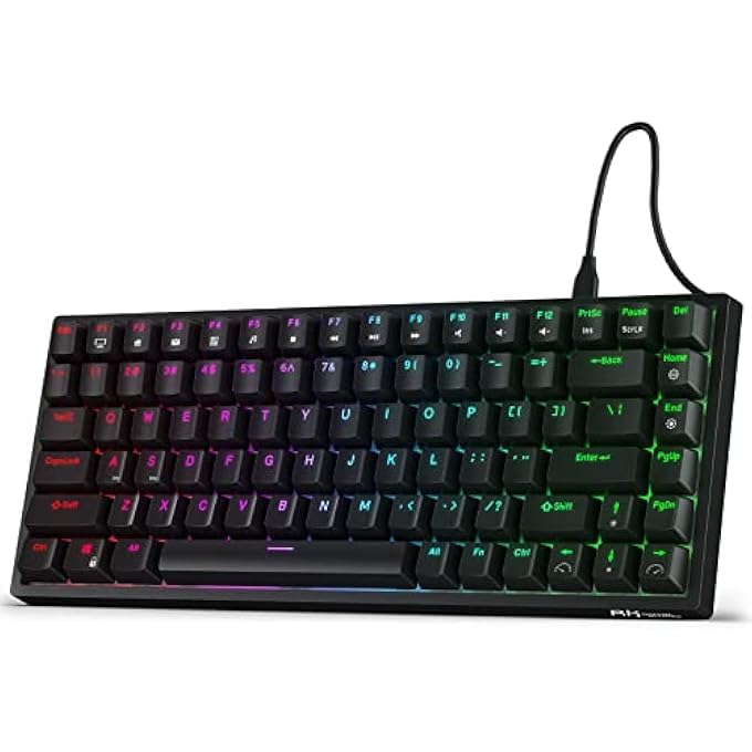 RK84 WIRED RGB 75% HOT SWAPPABLE MECHANICAL KEYBOARD, 84 KEYS TENKEYLESS TKL GAMING KEYBOARD W/PROGRAMMABLE SOFTWARE, RK BLUE SWITCH - Image 1