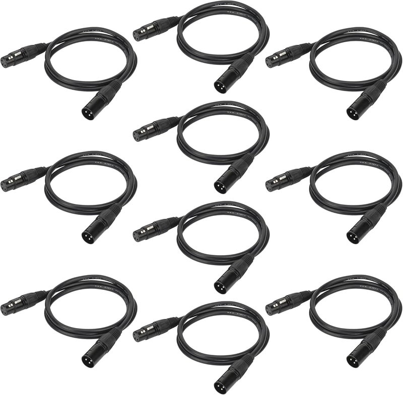 EYESHOT 6.5ft / 2m DMX Cable, 10PCS 3 Pin DMX Cables DMX Wires, DMX512 XLR Male to Female Stage Light Signal Cable with Metal Connectors, Connection for Stage & DJ Lighting fixtures - Image 1