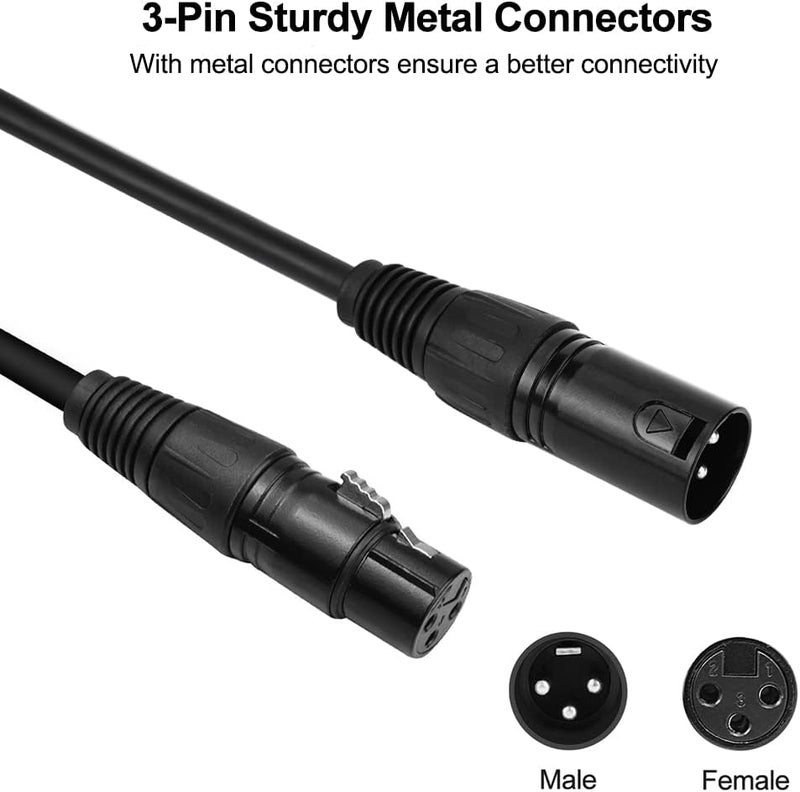 EYESHOT 6.5ft / 2m DMX Cable, 10PCS 3 Pin DMX Cables DMX Wires, DMX512 XLR Male to Female Stage Light Signal Cable with Metal Connectors, Connection for Stage & DJ Lighting fixtures - Image 3
