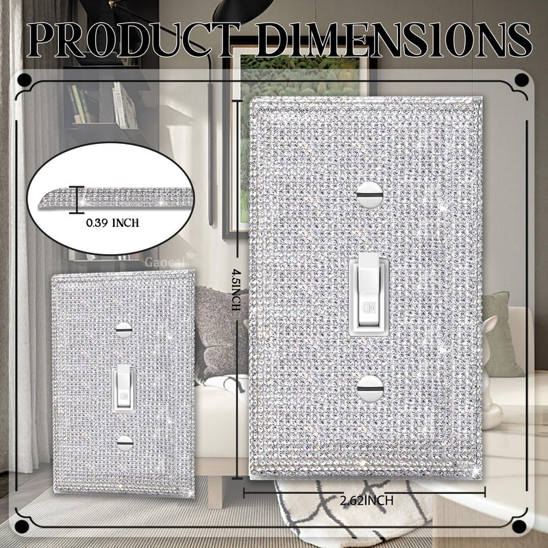 Gaocai Shiny Silver Rhinestones Wall Plates Light Switch Cover Plate Decorative Wall Plate Single Toggle - Image 2