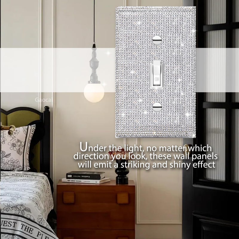 Gaocai Shiny Silver Rhinestones Wall Plates Light Switch Cover Plate Decorative Wall Plate Single Toggle - Image 4