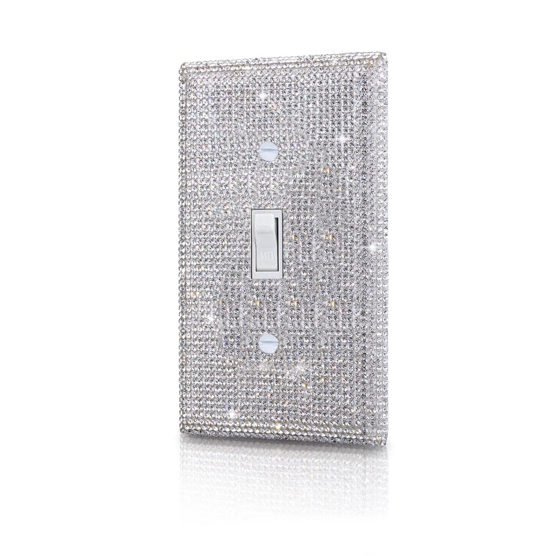 Gaocai Shiny Silver Rhinestones Wall Plates Light Switch Cover Plate Decorative Wall Plate Single Toggle - Image 1