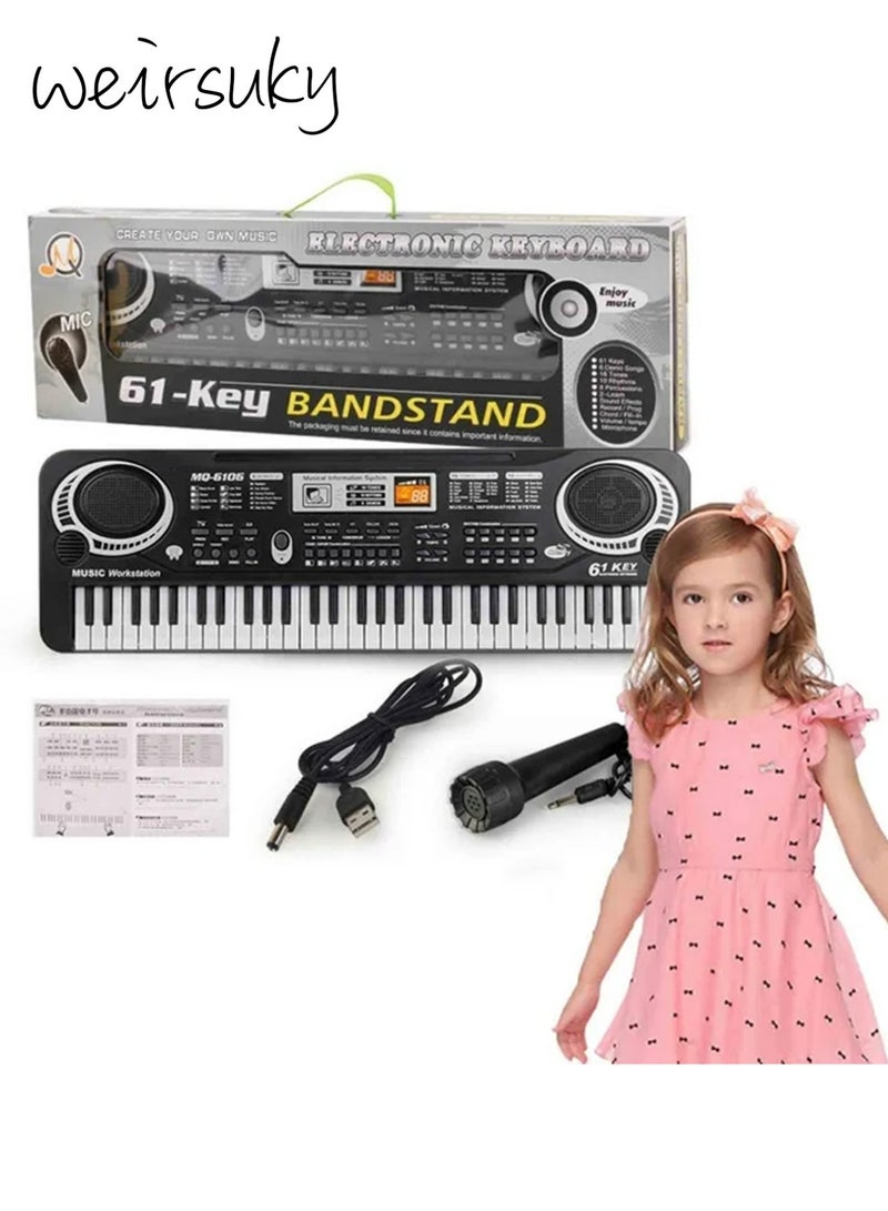 weirsuky Piano Keyboard for kids 61 key with Microphone Electronic Musical Interactive Teaching Piano Keyboard - Image 1