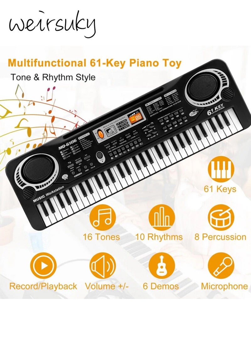 weirsuky Piano Keyboard for kids 61 key with Microphone Electronic Musical Interactive Teaching Piano Keyboard - Image 5