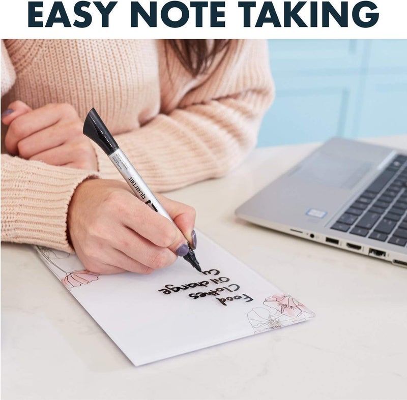 Quartet Glass Desktop Notepad 9 x 6 Whiteboard Dry Erase Surface FloralWhite 2 Pack GDP96P - Image 2