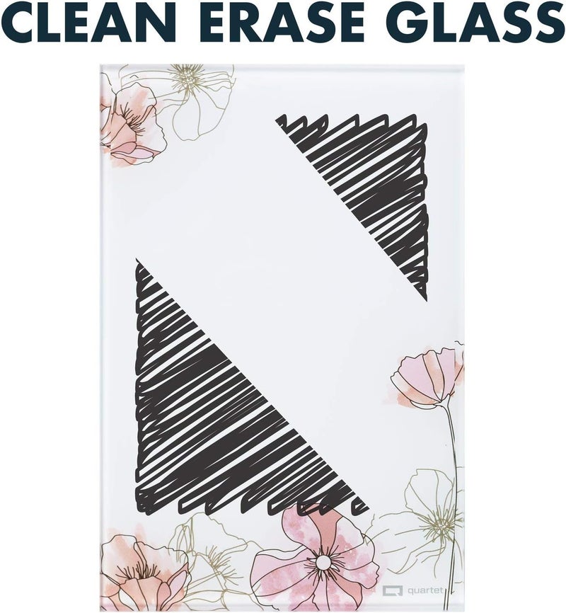 Quartet Glass Desktop Notepad 9 x 6 Whiteboard Dry Erase Surface FloralWhite 2 Pack GDP96P - Image 3
