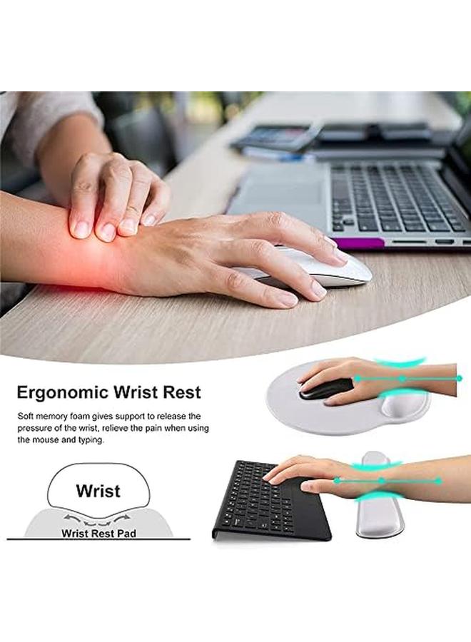 erorex Keyboard Wrist Rest Pad And Mouse Wrist Rest Support Mouse Pad Set Non Slip Rubber Base Wrist Support With Ergonomic Raised Memory Foam For Easy Typing And Pain Relief White - Image 2