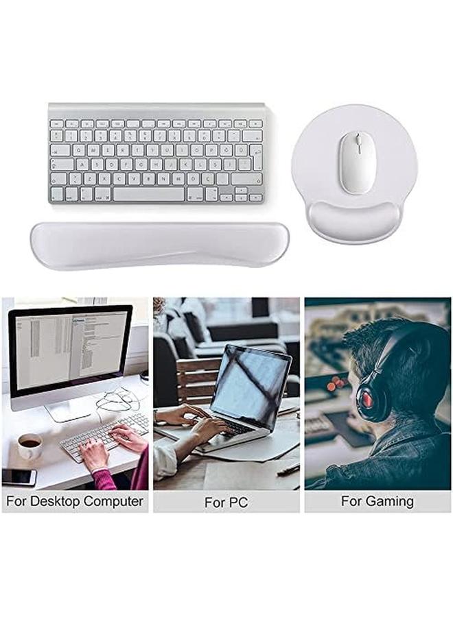 erorex Keyboard Wrist Rest Pad And Mouse Wrist Rest Support Mouse Pad Set Non Slip Rubber Base Wrist Support With Ergonomic Raised Memory Foam For Easy Typing And Pain Relief White - Image 3