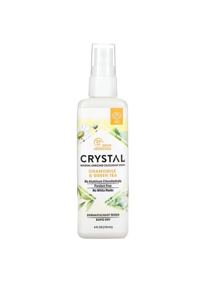 Crystal Body Deodorant, Mineral Enriched Deodorant Spray, Chamomile & Green Tea, 4 fl oz (118 ml)