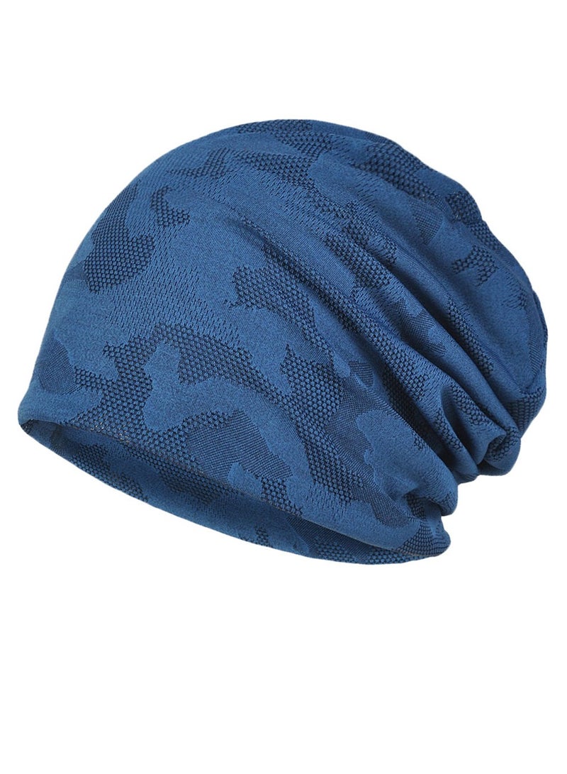 Loquat Infinity Scarf Headwear Cap Mesh Breathable Beanie Hat Navy Blue 
