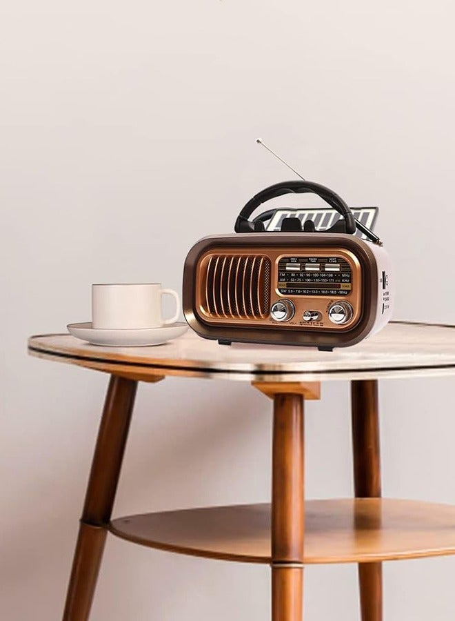 Garlo Small Retro Vintage Radio Bluetooth, Portable Radio AM FM Transistor with Best Sound, Solar/Battery Operated Radio/Rechargeable Radio, TWS, Support TF Card/USB Playing  - Image 2