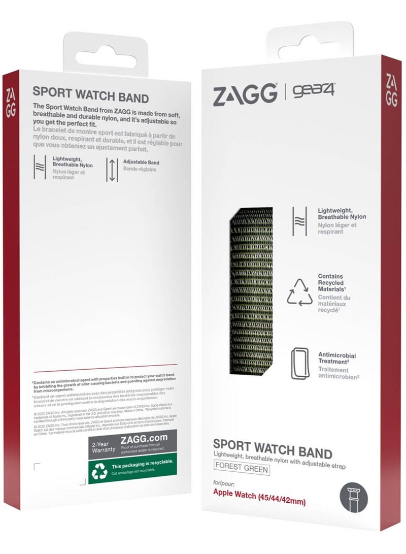 Gear4 سوار رياضي لساعات آبل ووتش سلسلة 7 (45 مم)، سلسلة 6/SE/5/4 (44 مم) وسلسلة 3/2/1 (42 مم) - أخضر غابة - Image 5