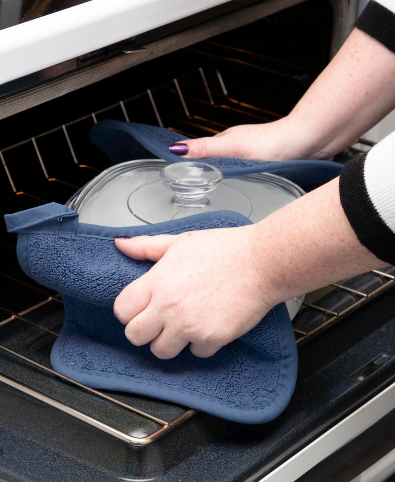 RITZ Terry Potholder & Hot Pad: Unparalleled Heat Resistant, Durable 100% Cotton â€“ Ergonomically Designed for Optimal Grip â€“ Easy-Care Machine Washable â€“ 4-Pack, Federal/Graphite - Image 4