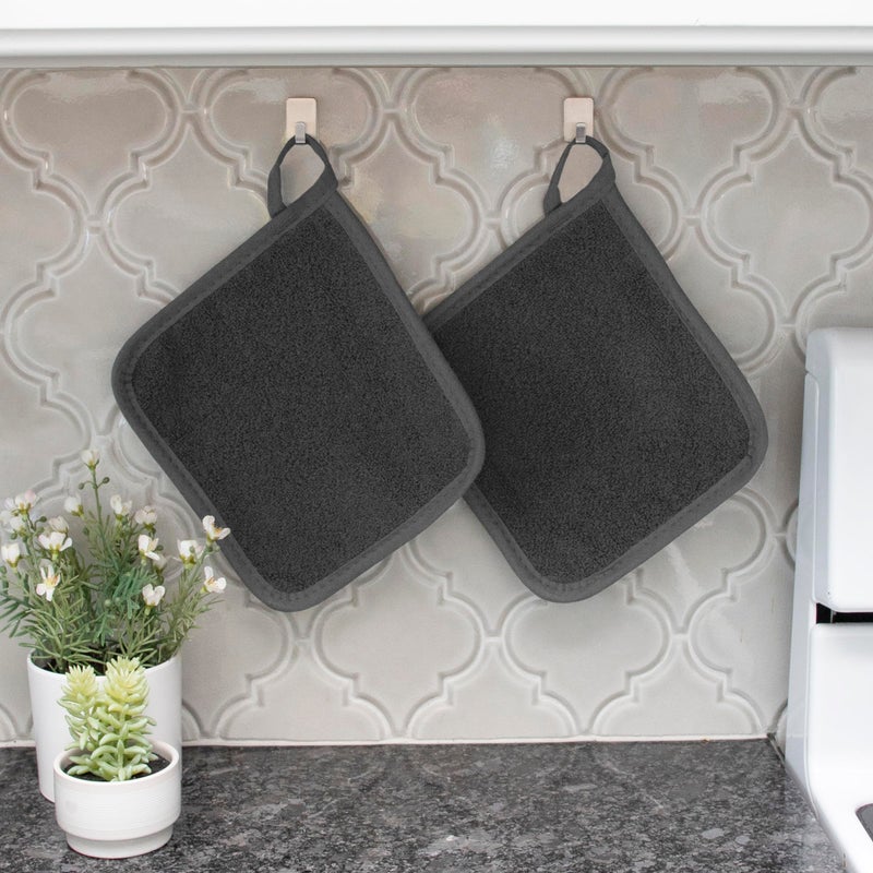 RITZ Terry Potholder & Hot Pad: Unparalleled Heat Resistant, Durable 100% Cotton â€“ Ergonomically Designed for Optimal Grip â€“ Easy-Care Machine Washable â€“ 4-Pack, Federal/Graphite - Image 5