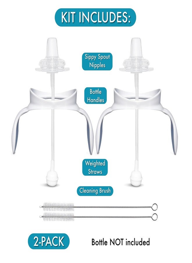 BelBeyo Sippy Cup Conversion Kit for Philips Avent Anti-Colic Baby Bottles 2-Count, Soft Food Grade Silicone Spout Nipples, Weighted Straw, Bottle Handles, Straw Cleaning Brush, BPA-Free 4+ months (Sippy Kit) - Image 2