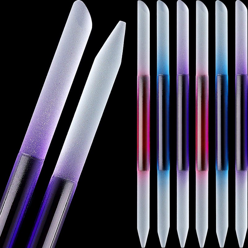 Maitys 6 Pieces Glass Cuticle Pusher Glass Cuticle Stick Set Double Sided Crystal Nail Files Precision Manicure Pedicure Pusher ToolsPink Blue Purple - Image 3