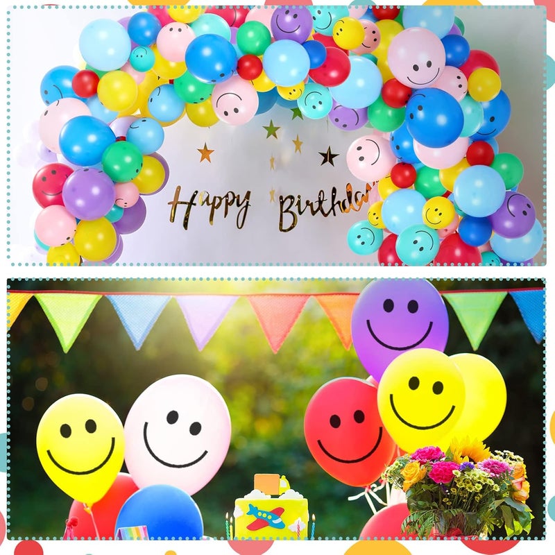 Sratte 50 Pcs Happy Smile Balloons for Birthday Party 12 Latex Smile Face Colorful Naughty Balloons Party for Baby Shower Wedding Decoration Festive Supplies Assorted Color - Image 5