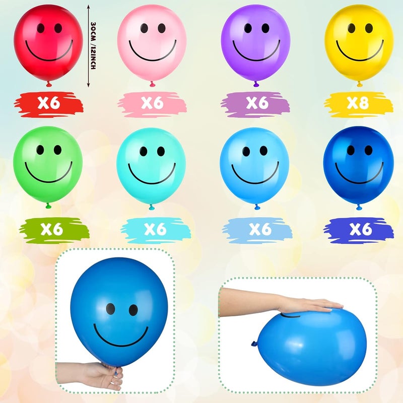 Sratte 50 Pcs Happy Smile Balloons for Birthday Party 12 Latex Smile Face Colorful Naughty Balloons Party for Baby Shower Wedding Decoration Festive Supplies Assorted Color - Image 3