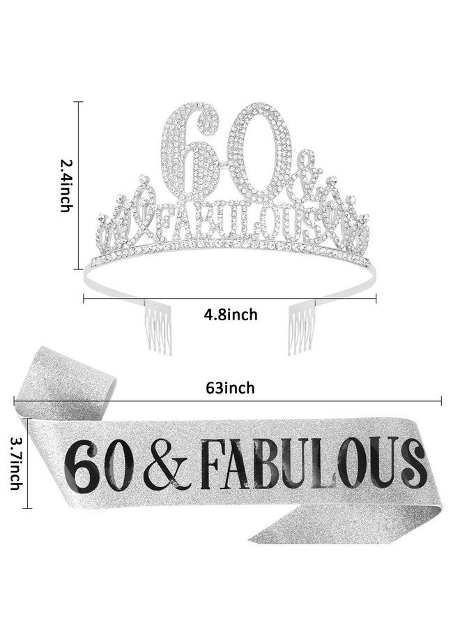 Hapdoo 60th Birthday Decorations, 60th Birthday Sash and Tiara for Women, Happy 60th Birthday Decorations for Women, 60 and Fabulous Birthday Crown Decorations - Image 2