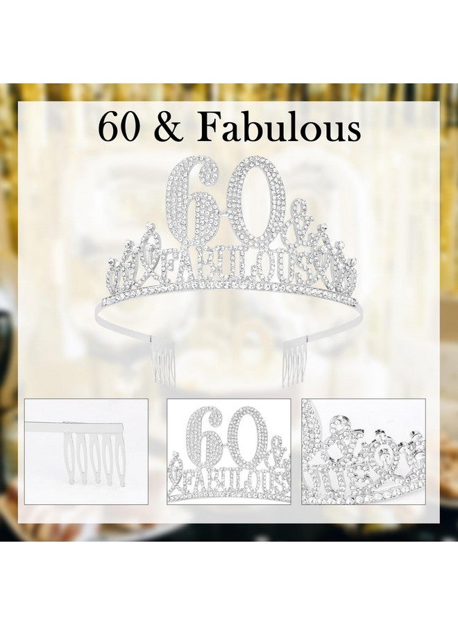 Hapdoo 60th Birthday Decorations, 60th Birthday Sash and Tiara for Women, Happy 60th Birthday Decorations for Women, 60 and Fabulous Birthday Crown Decorations - Image 4