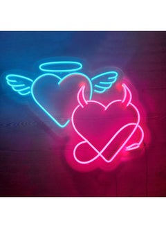 Heart And Evil Heart Neon Light Living Room Wall D Cor Multicolour Led