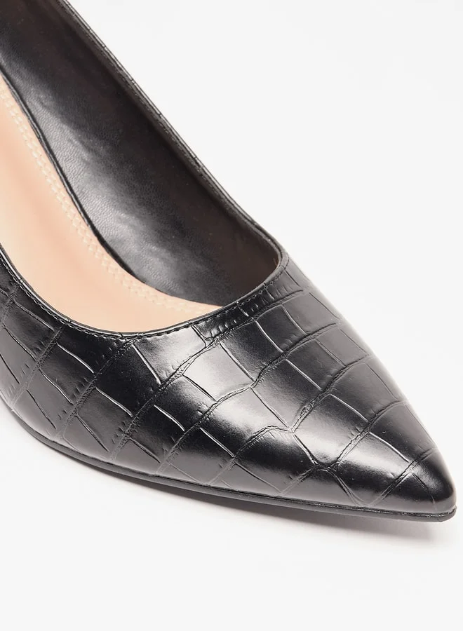 سيليست Women's Textured Slip-On Shoes with Block Heels
